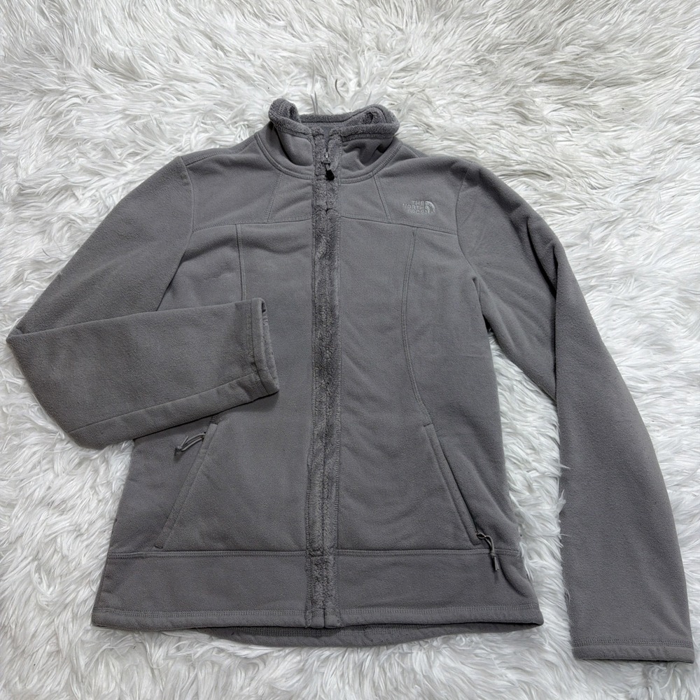 The North Face Womens Small Sherpa Fleece Lined Jacket Soft Warm Gray Full Zip